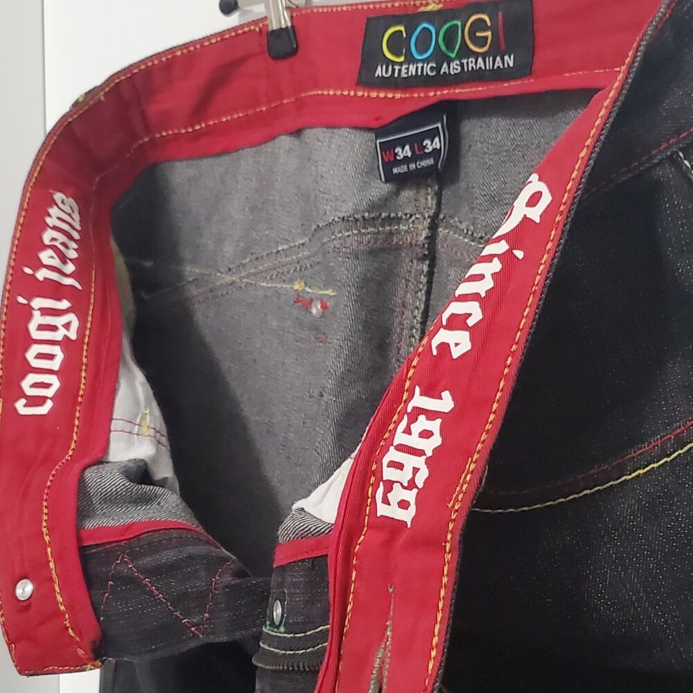 Authentic COOGI Men's Jeans Colorful Embroidered Yellow, Green, Blue, Red- 34x34 - Picture 13 of 14